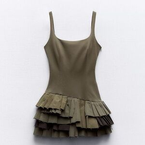 ZARA MIXED BOX PLEAT SHORT JUMPSUIT DRESS